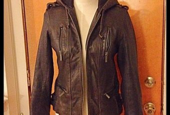 Michael Kors Leather Hooded Jacket